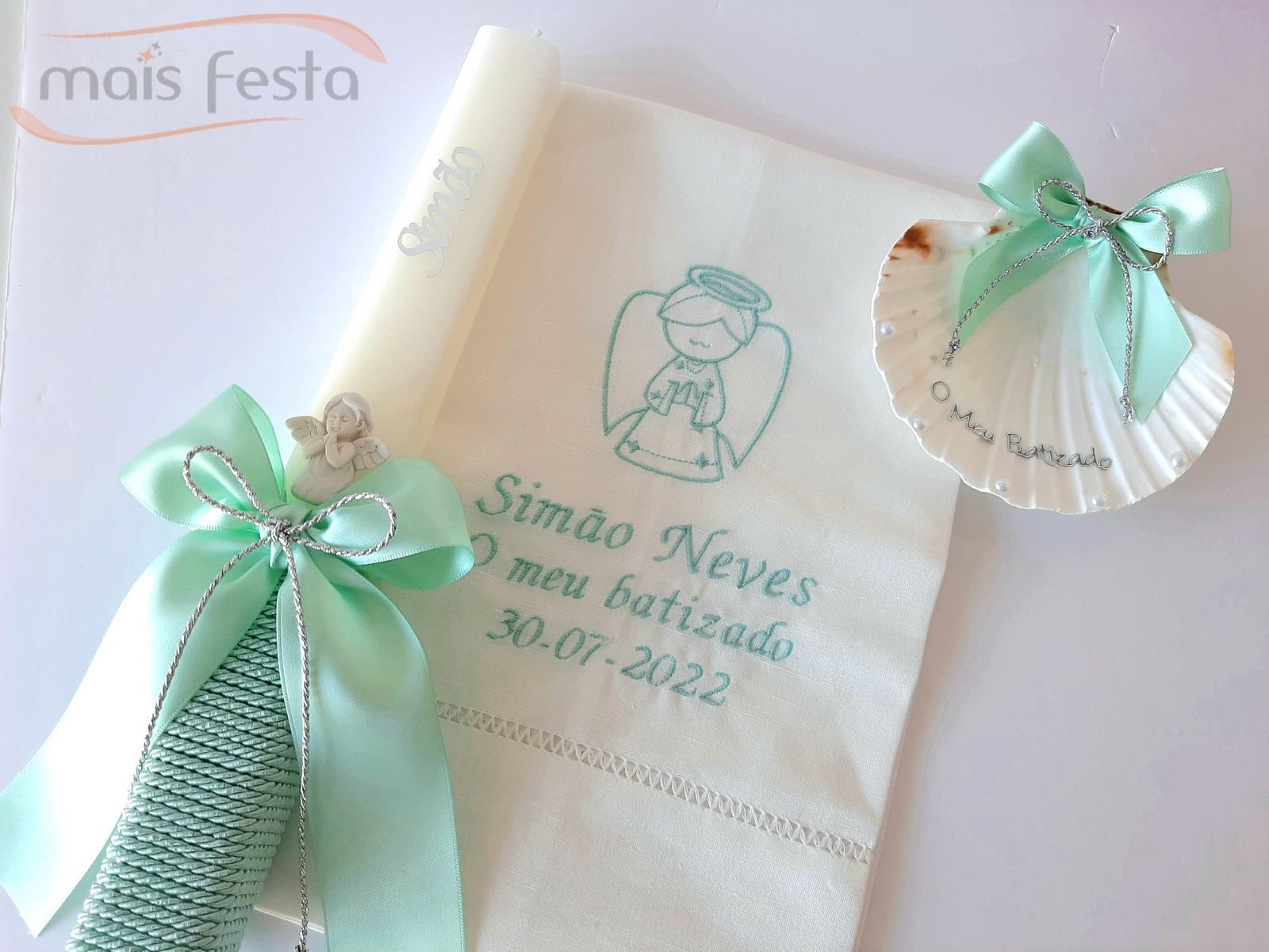 Conjunto para Batizado Clássico Verde menta