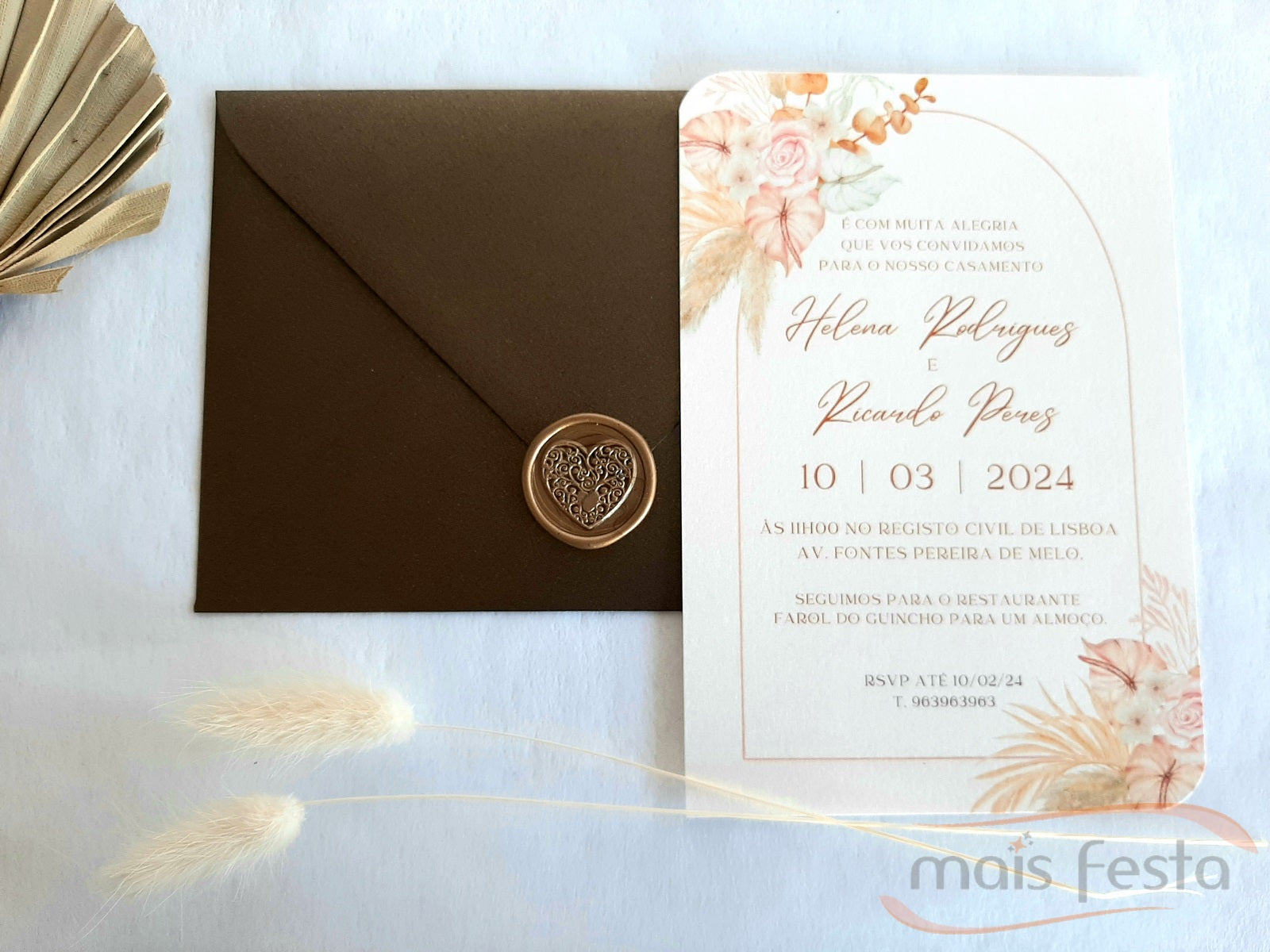 convite casamento floral boho