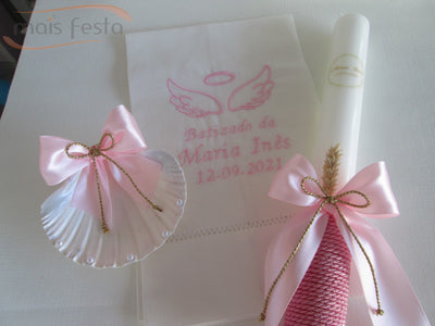 Conjunto para Batizado Clássico Rosa