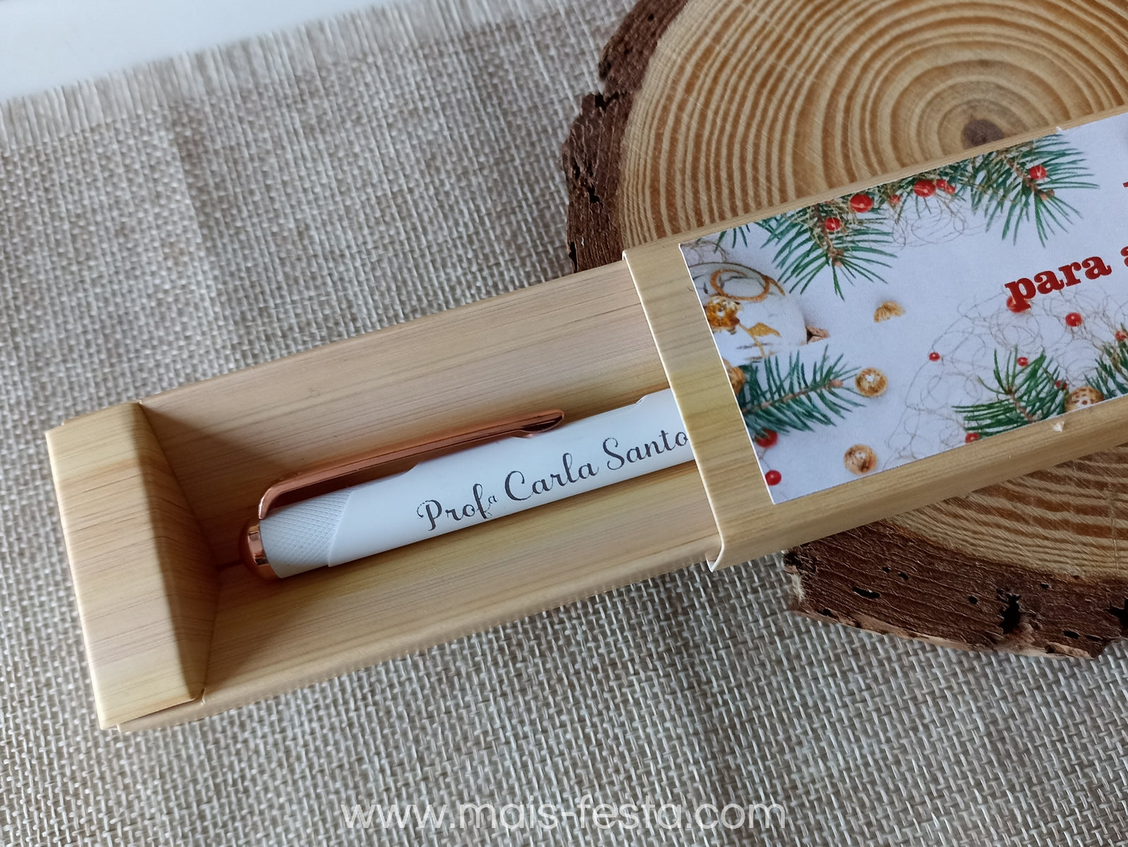 Caneta gravada com caixa