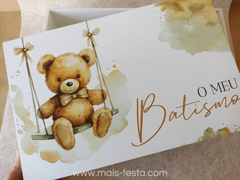 Caixa de Batismo Branca Ursinho