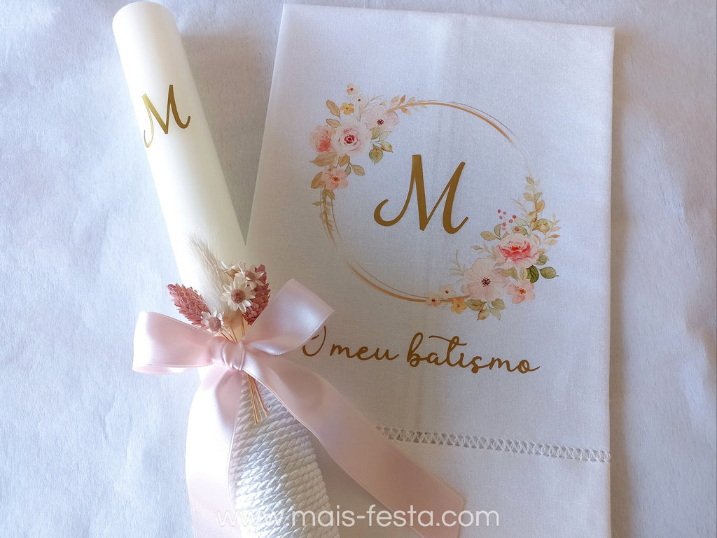 Conjunto Batizado Rosa Floral