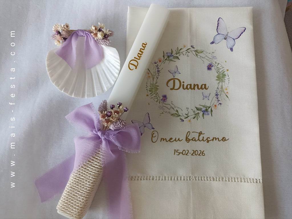 Conjunto Batizado Floral Lilás