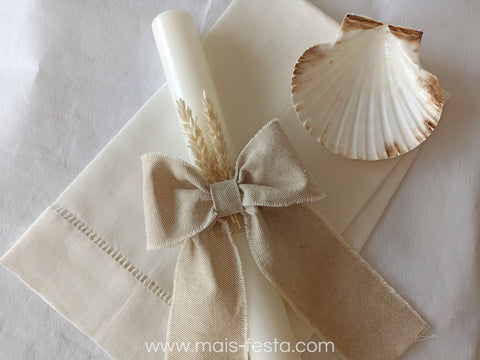 Conjunto Batizado Linho Natural