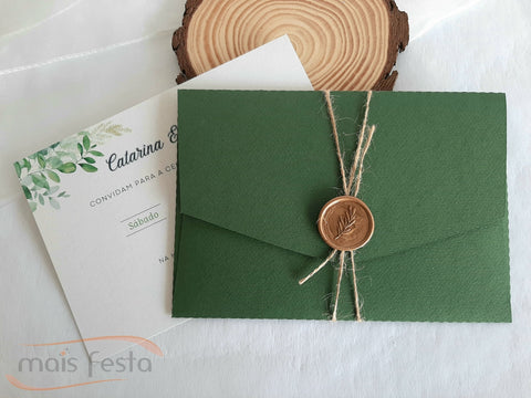 Convite de casamento verde floresta