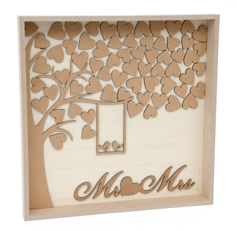 Quadro com Arvore de corações Mr&Mrs